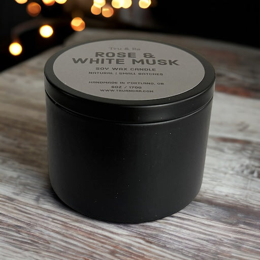 Rose & White Musk - Soy Wax Candle - Tru & Ra