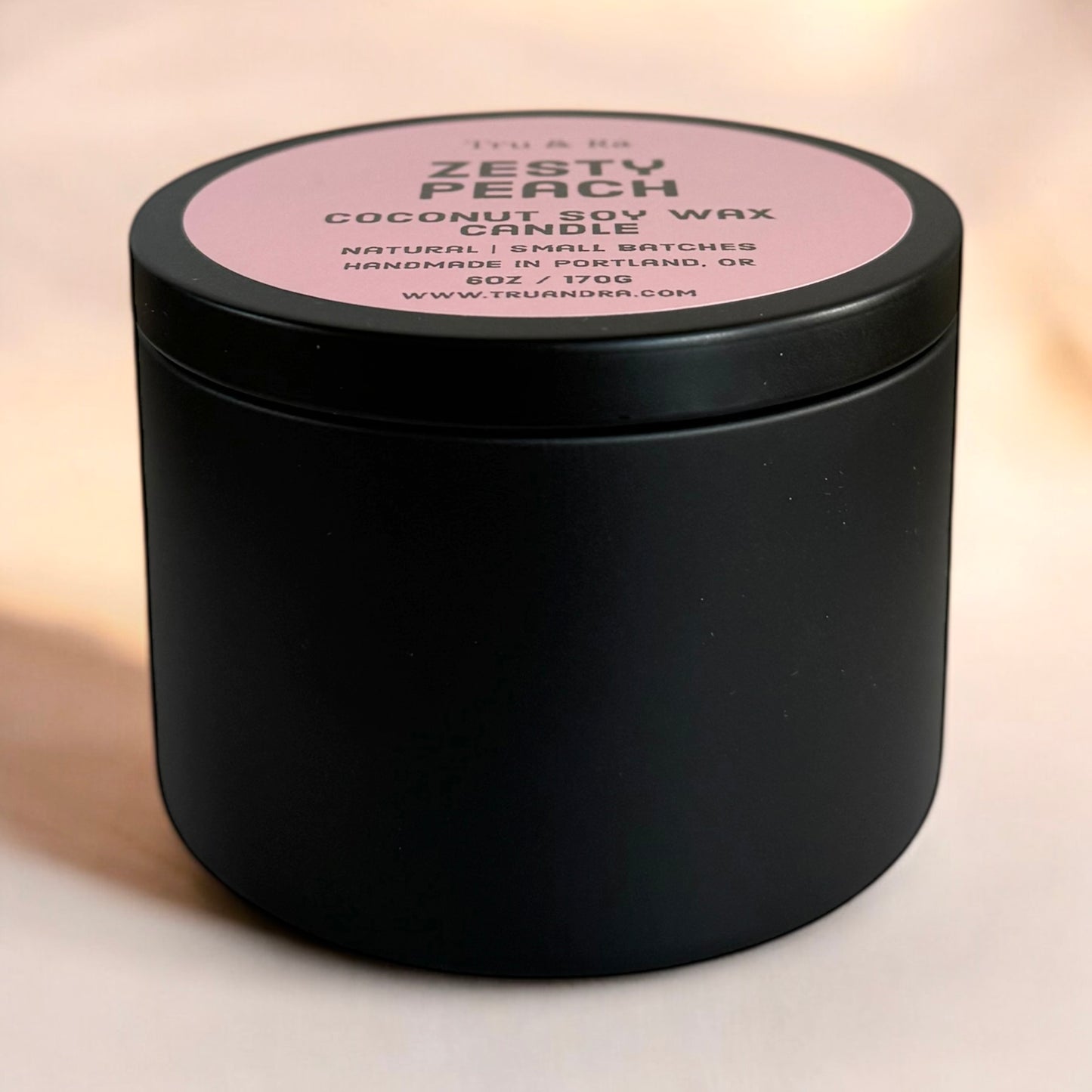 Zesty Peach - Coconut Soy Wax Candle - Tru & Ra