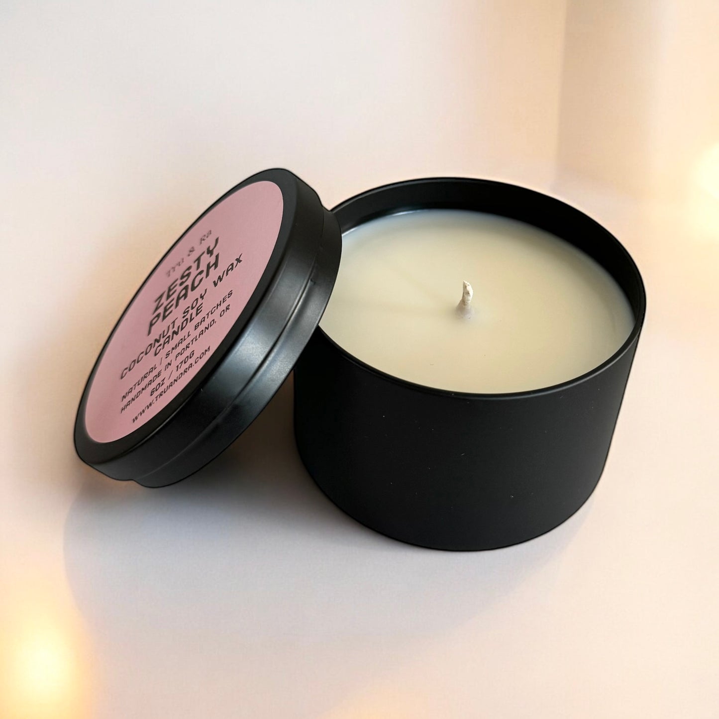 Zesty Peach - Coconut Soy Wax Candle - Tru & Ra