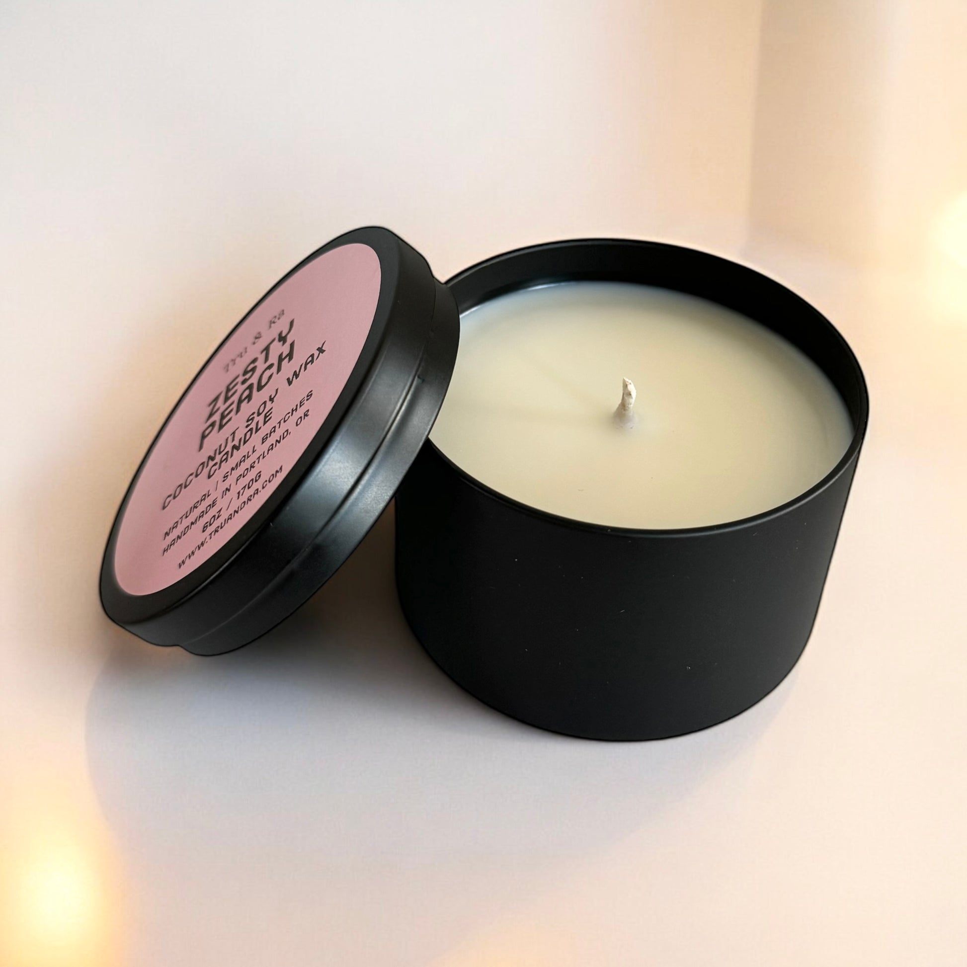 Zesty Peach - Coconut Soy Wax Candle - Tru & Ra