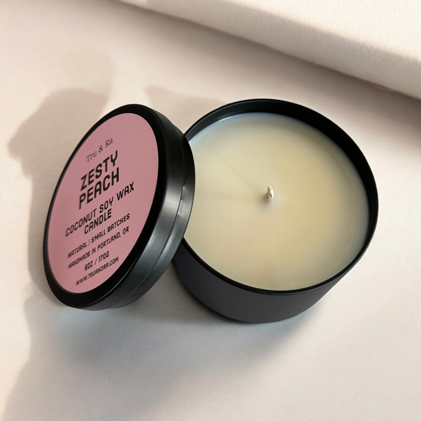 Zesty Peach - Coconut Soy Wax Candle - Tru & Ra