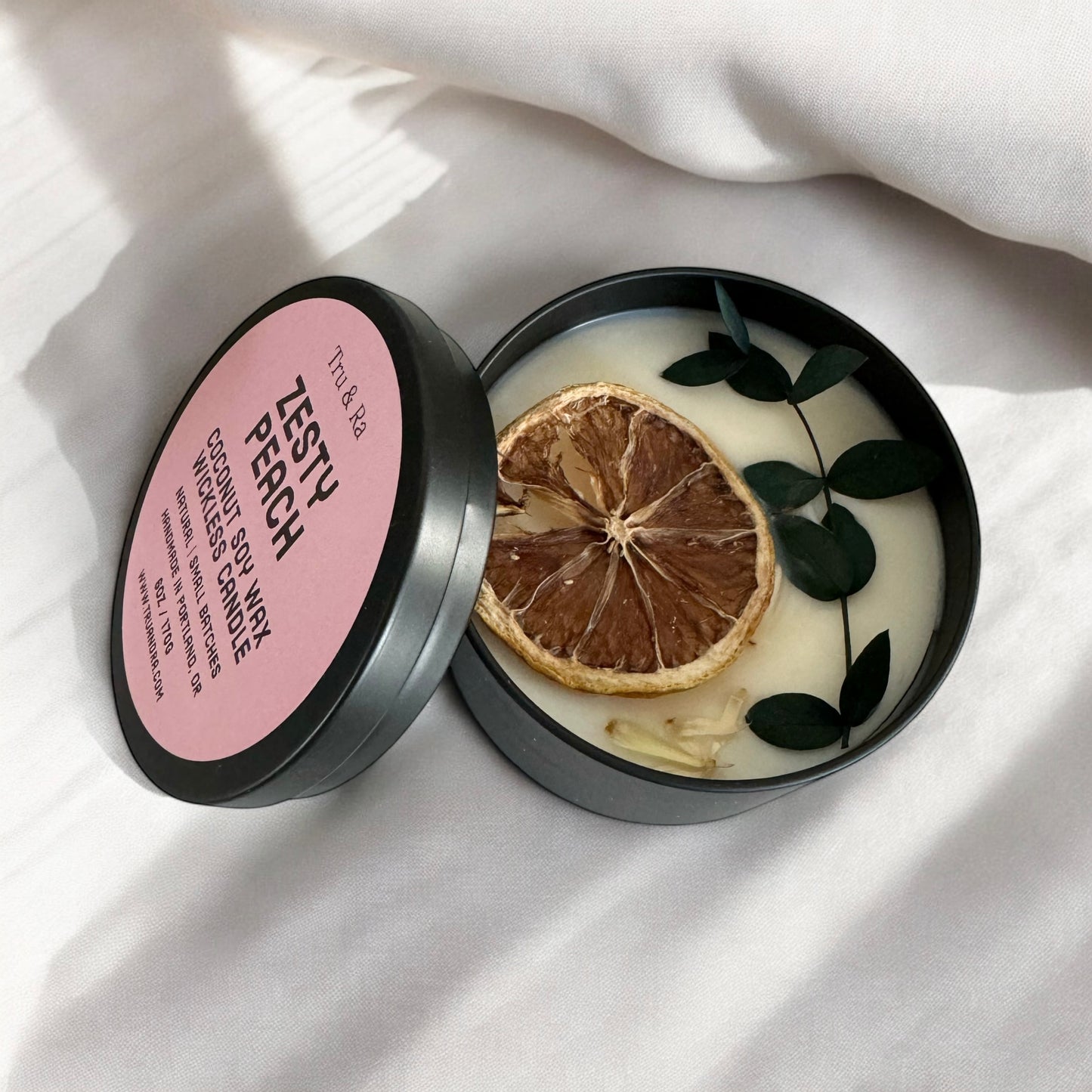 Zesty Peach - Coconut Soy Wax Wickless Candle - Tru & Ra