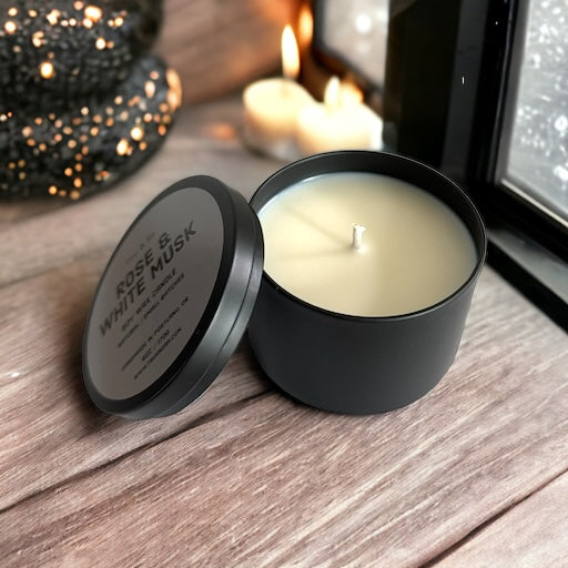 Rose & White Musk - Soy Wax Candle - Tru & Ra