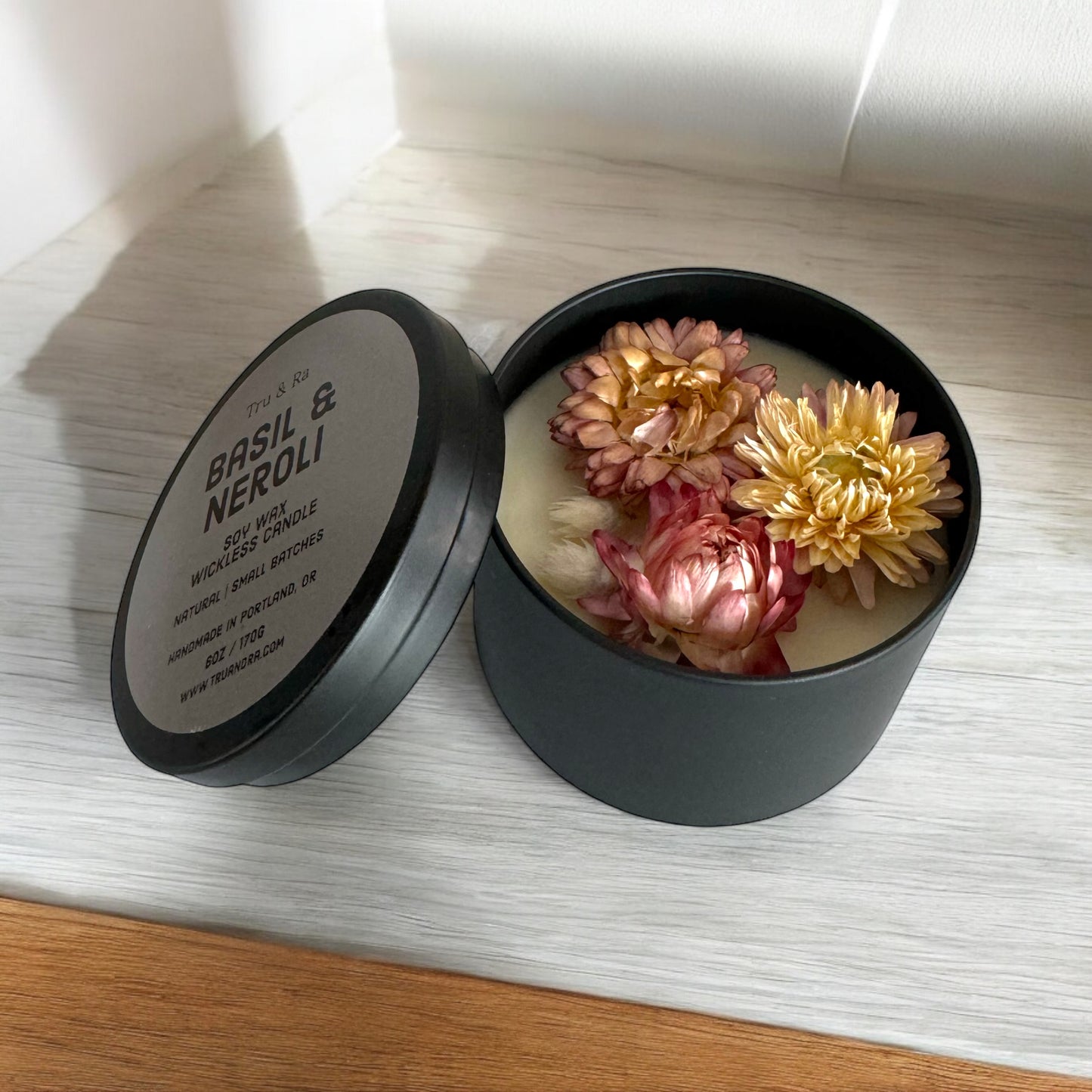 Basil & Neroli - Soy Wax Wickless Candle - Tru & Ra