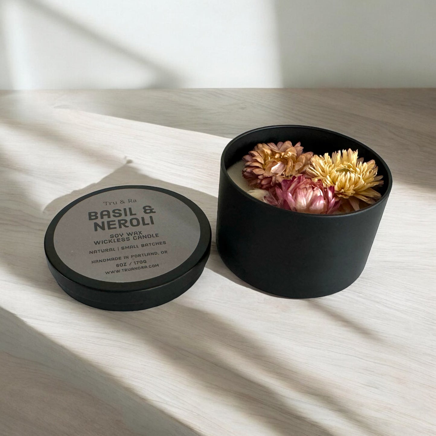 Basil & Neroli - Soy Wax Wickless Candle - Tru & Ra
